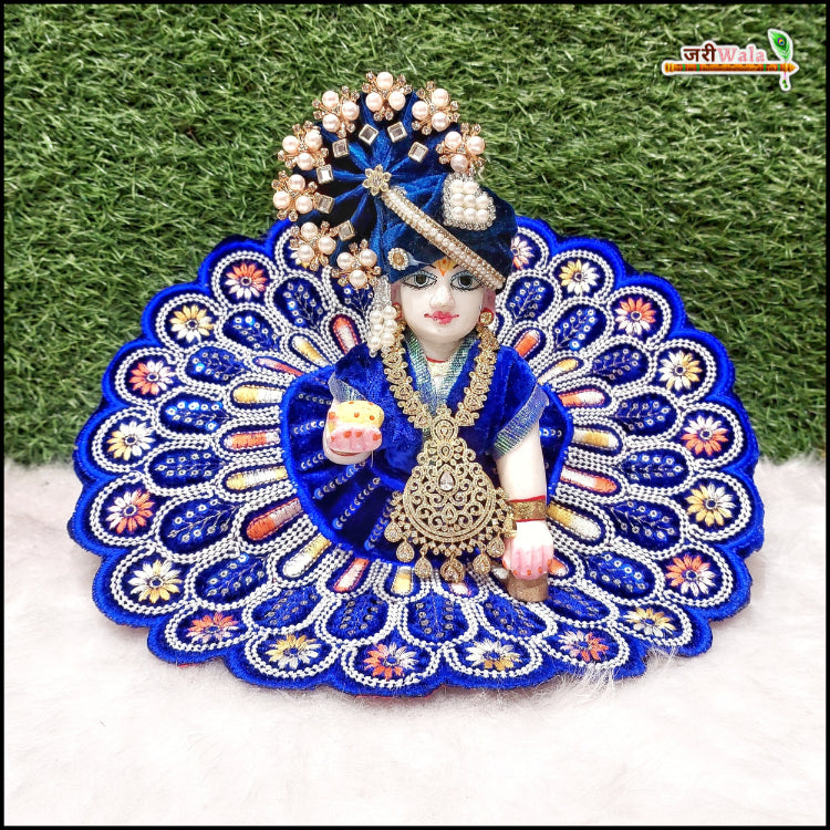Shaneel Thread Sitara Moti Work Blue Laddu Gopal Poshak