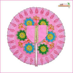 Blended Cotton Frill Moti Cutdana Thread Work Baby Pink Laddu Gopal Poshak