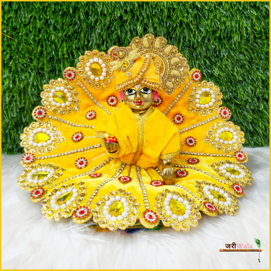 Shaneel Moti Stone Work Yellow Laddu Poshak