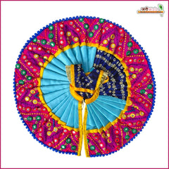 Blended Thread Sitara Mirror Work Multicolor Laddu Gopal Poshak With Patka