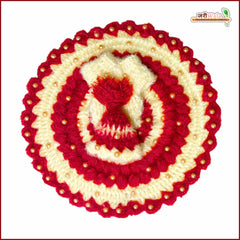 Woolen Fancy Red & Cream Poshak With Cap