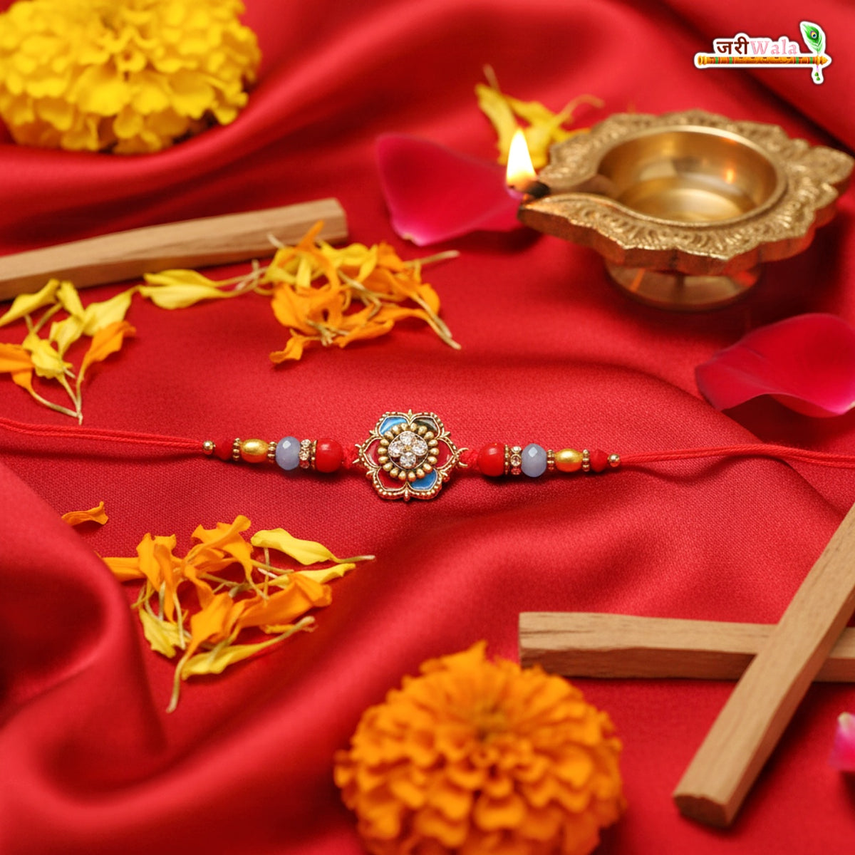 Fancy Handcrafted Metal Stone Rakhi