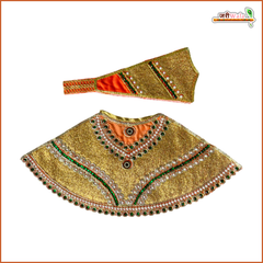 Cotton Thread Moti Stone Work Orange Lehnga Patka