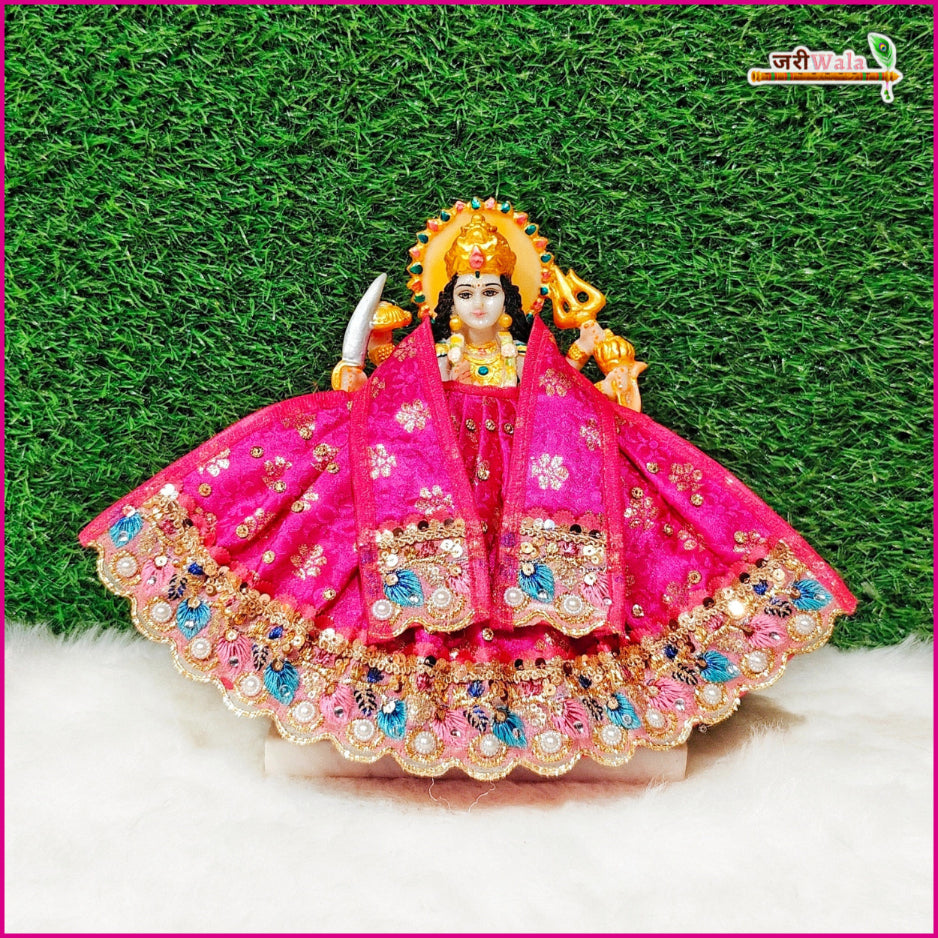 Size 4 -  Dark Pink & Orange Designer Poshak for Laddu Gopal Ji