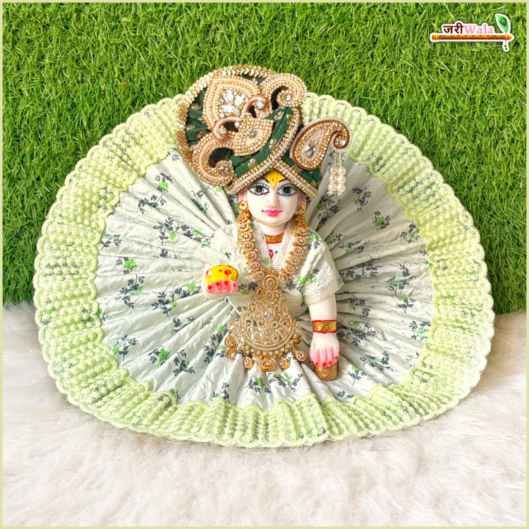 Blended Cotton Thread Work Light Green Laddu Gopal Poshak