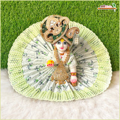 Blended Cotton Thread Work Light Green Laddu Gopal Poshak