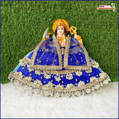 Net Frill Lace Jarkan Moti Stone Work Blue Lehenga Patka