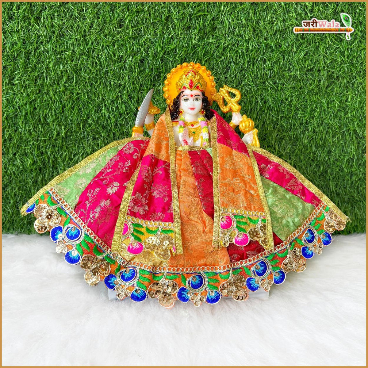 Blended Thread Lace Sitara Work Multicolor Lehnga Patka