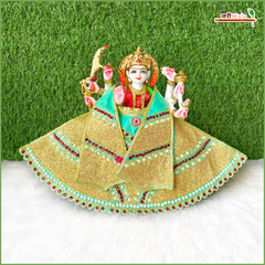 Cotton Thread Moti Stone Work Sea Green Lehnga Patka