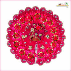 Blended Net Floral Stone Jarkan Work Magenta Laddu Gopal Poshak With Pagdi & Patka