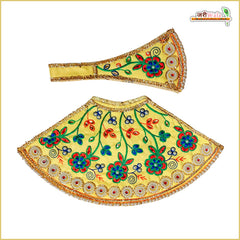 Cotton Thread Moti Jarkan Work Lemon Lehnga Patka