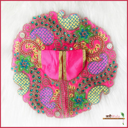 Blended Thread Stone Work Brink Pink Laddu Gopal Poshak