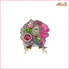 Blended Cone Thread Sitara Work Multicolor Laddu Gopal Poshak With Pagdi