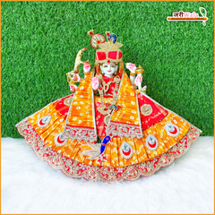 Cotton Frill Jarkan Moti Cutdana Booti Work Bandhej Multicolor Lehnga Patka