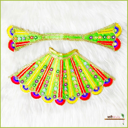 Blended Thread Lace Work Green Lehnga Patka