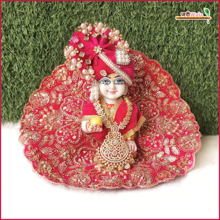 Shaneel Cutdana Sitara Moti Work Magenta Laddu Gopal Poshak