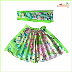 Holi Special Cotton Floral Print Light Green (Multicolor) Lehnga Patka