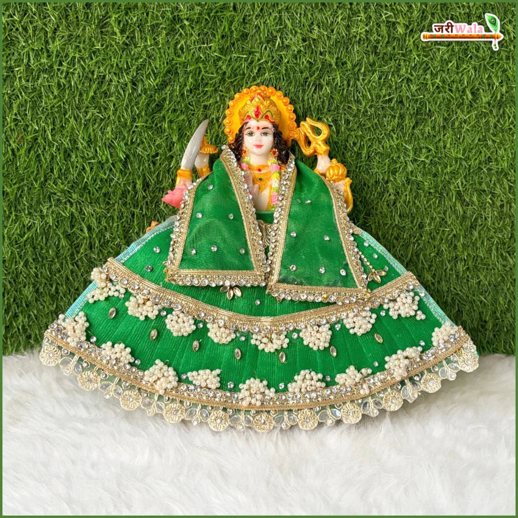 Net Frill Lace Jarkan Moti Stone Work Green Lehenga Patka