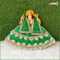 Net Frill Lace Jarkan Moti Stone Work Green Lehenga Patka