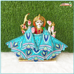 Cotton Thread Moti Cutdana Work Light Blue Lehnga Patka