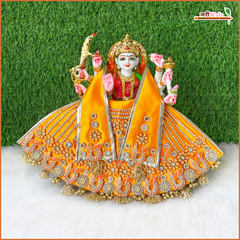 Blended  Thread Stone Booti Heavy Work Orange Lehnga Patka