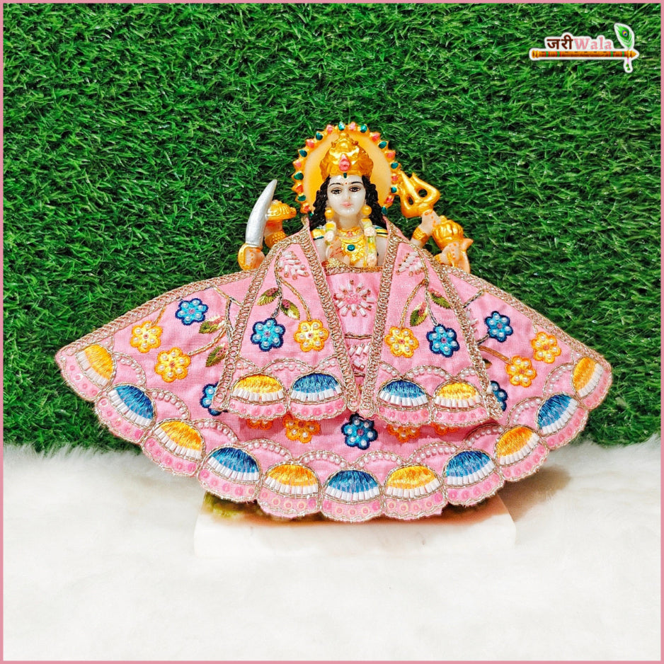 Cotton Thread Moti Cutdana Work Baby Pink Lehnga Patka