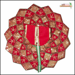 Shaneel Thread Sitara Work Red Laddu Gopal Poshak