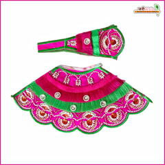 Blended Frill Net Cutdana Moti Work Magenta & Green Lehnga Patka
