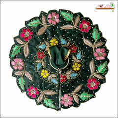 Blended Thread Dabka Sitara Stone Work Bottle Green Laddu Gopal Poshak With Patka