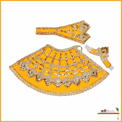 Shaneel Moti Stone Work Yellow Lehnga Patka With Mukut