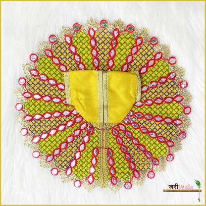 Blended Thread Lace Work Yellow Poshak