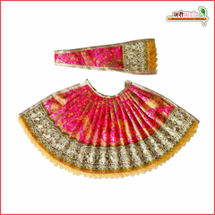 Cotton Fancy Brocade Thread Mirror Work Magenta Lehnga Patka