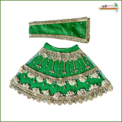 Net Frill Lace Jarkan Moti Stone Work Green Lehenga Patka