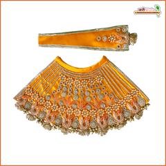 Blended  Thread Stone Booti Heavy Work Orange Lehnga Patka