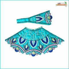 Cotton Thread Moti Cutdana Work Light Blue Lehnga Patka