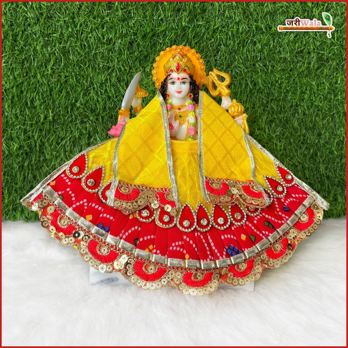 Cotton Bandhej Sitara Jarkan Stone Booti Work Lehnga Patka