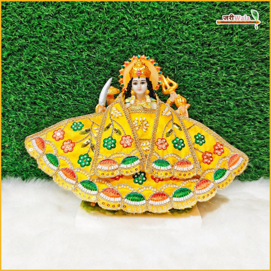 Cotton Thread Moti Cutdana Work Yellow Lehnga Patka