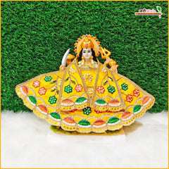 Cotton Thread Moti Cutdana Work Yellow Lehnga Patka