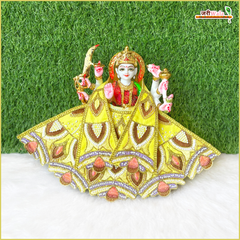 Cotton Thread Moti Cutdana Work Lemon Lehnga Patka