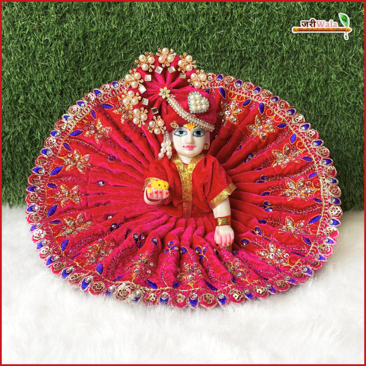 Shaneel Thread Sitara Stone Work Magenta Laddu Gopal Poshak