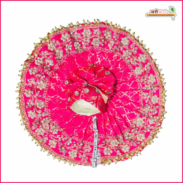 Brocade Lace Moti Work Magenta Laddu Gopal Poshak With Pagdi & Patka