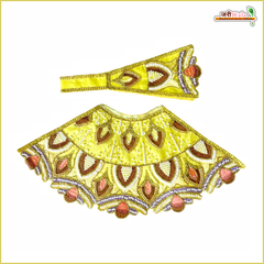 Cotton Thread Moti Cutdana Work Lemon Lehnga Patka