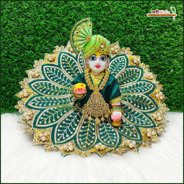 Blended Thread Moti Work Dark Green Laddu Gopal Poshak