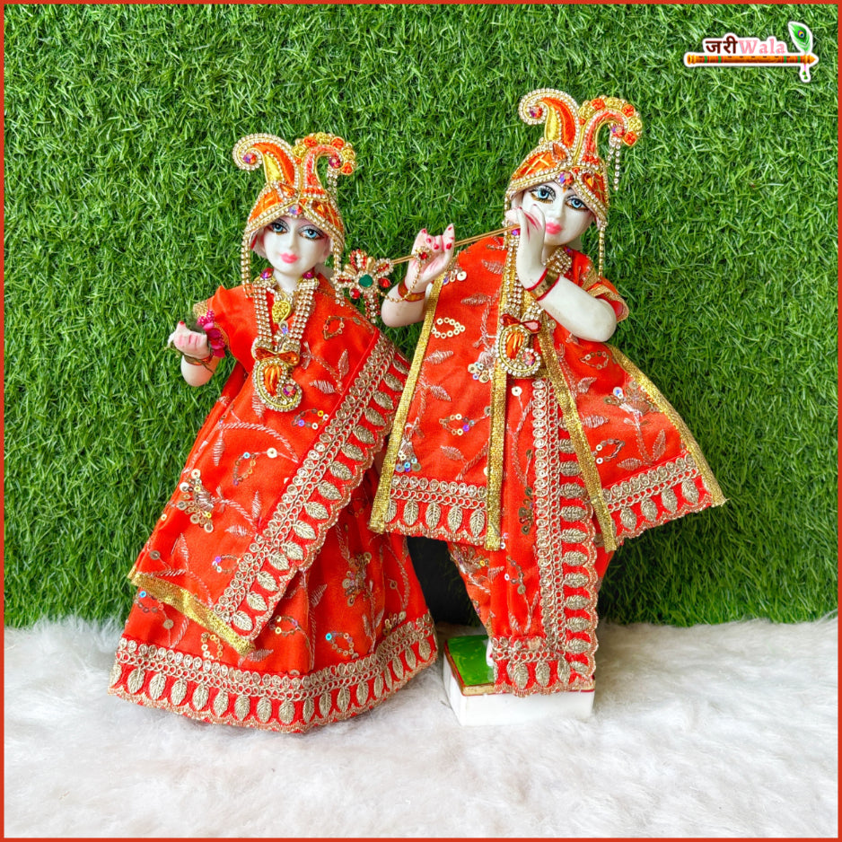 Blended Thread Sitara Work Orange Jugal Jodi Poshak