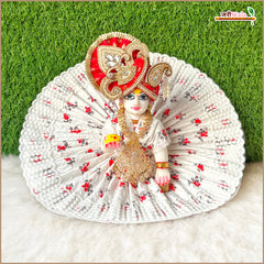 Blended Cotton Thread Work White Laddu Gopal Poshak