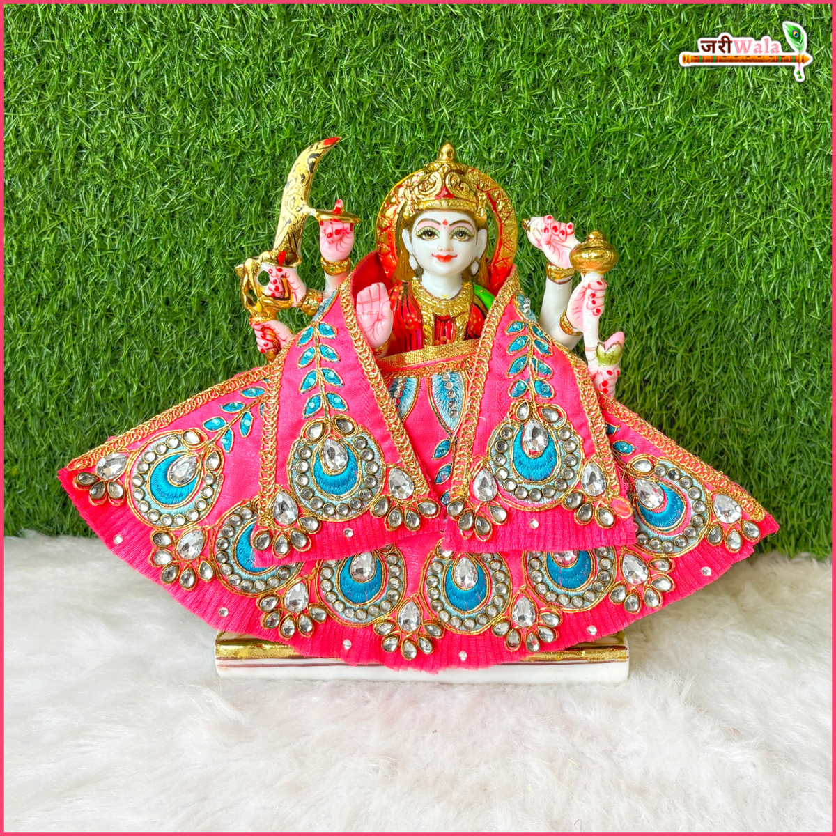 Blended Frill Kundan Thread Stone Heavy Work Gajri Lehnga Patka
