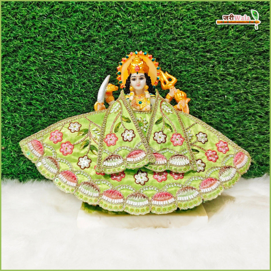 Cotton Thread Moti Cutdana Work Light Green Lehnga Patka