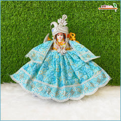 Blended Thread Sitara Lace Work Light Blue Lehnga Patka
