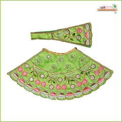 Cotton Thread Moti Cutdana Work Light Green Lehnga Patka