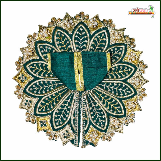Blended Thread Moti Work Dark Green Laddu Gopal Poshak
